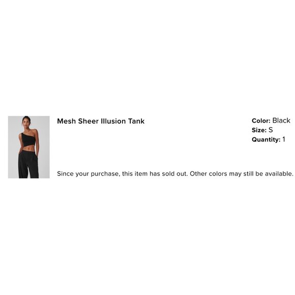 alo Black Mesh Sheer Illusion Tank size Small - Picture 6 of 11